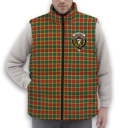 ScotsTee Shop Scottish Buchanan Old Sett Crest Tartan Puffer Vest Winter White Duck Down Vest Sleeveless