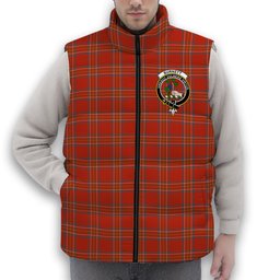 ScotsTee Shop Scottish Burnett of Leys Ancient Crest Tartan Puffer Vest Winter White Duck Down Vest Sleeveless