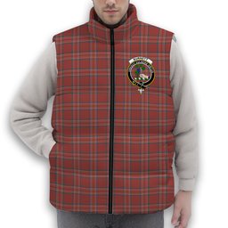 ScotsTee Shop Scottish Burnett Hunting Ancient Crest Tartan Puffer Vest Winter White Duck Down Vest Sleeveless