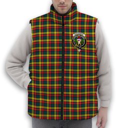 ScotsTee Shop Scottish Buchanan Modern Clan Crest Tartan Puffer Vest Winter White Duck Down Vest Sleeveless