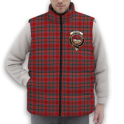 ScotsTee Shop Scottish Donald of Lochmaddy Modern Crest Tartan Puffer Vest Winter White Duck Down Vest Sleeveless