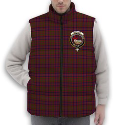 ScotsTee Shop Scottish Donald of Boisdale Crest Tartan Puffer Vest Winter White Duck Down Vest Sleeveless