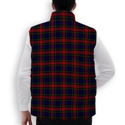 ScotsTee Shop Scottish Clark (Lion) Red Crest Tartan Puffer Vest Winter White Duck Down Vest Sleeveless