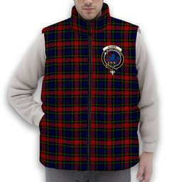 ScotsTee Shop Scottish Clark (Lion) Red Crest Tartan Puffer Vest Winter White Duck Down Vest Sleeveless
