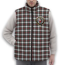 ScotsTee Shop Scottish Dennistoun Crest Tartan Puffer Vest Winter White Duck Down Vest Sleeveless