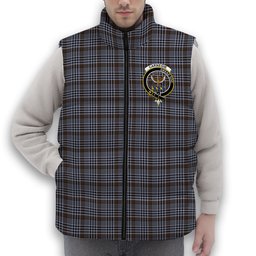 ScotsTee Shop Scottish Carnegie Check Modern Crest Tartan Puffer Vest Winter White Duck Down Vest Sleeveless