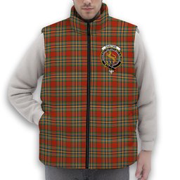 ScotsTee Shop Scottish Chattan Ancient Crest Tartan Puffer Vest Winter White Duck Down Vest Sleeveless