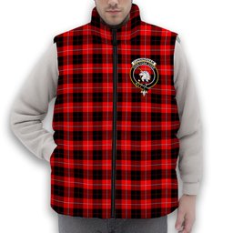 ScotsTee Shop Scottish Cunningham Modern Crest Tartan Puffer Vest Winter White Duck Down Vest Sleeveless
