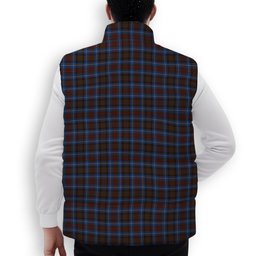 ScotsTee Shop Scottish Cockburn Brown Modern Crest Tartan Puffer Vest Winter White Duck Down Vest Sleeveless