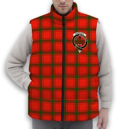 ScotsTee Shop Scottish Darroch Crest Tartan Puffer Vest Winter White Duck Down Vest Sleeveless