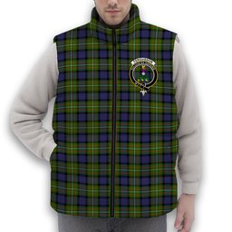 ScotsTee Shop Scottish Fergusson Modern Crest Tartan Puffer Vest Winter White Duck Down Vest Sleeveless