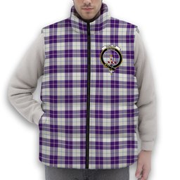 ScotsTee Shop Scottish Dunlop Dress Modern Crest Tartan Puffer Vest Winter White Duck Down Vest Sleeveless