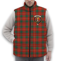 ScotsTee Shop Scottish Chisholm of Strathglass Ancient Crest Tartan Puffer Vest Winter White Duck Down Vest Sleeveless