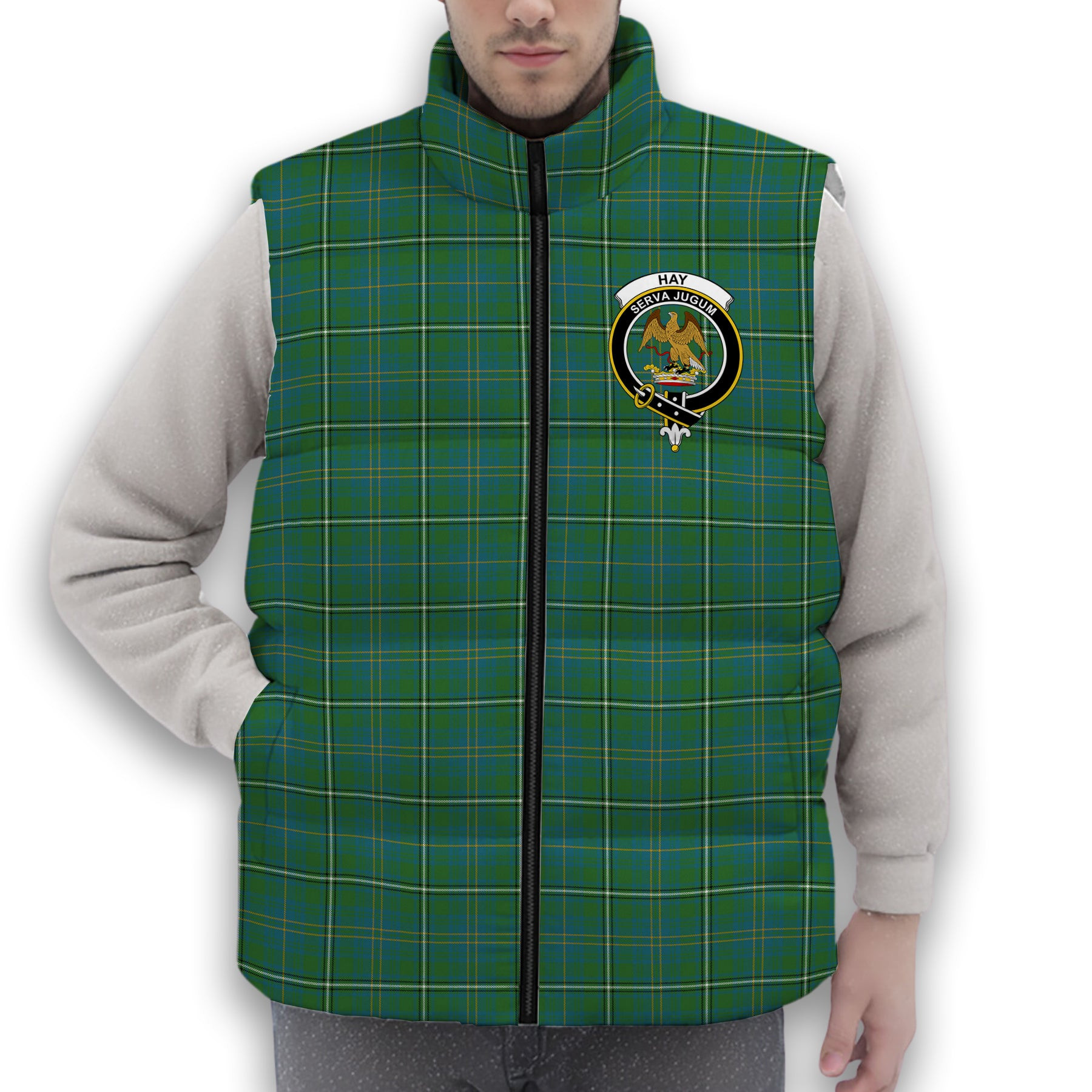 ScotsTee Shop Scottish Hay Hunting Ancient Crest Tartan Puffer Vest Winter White Duck Down Vest Sleeveless