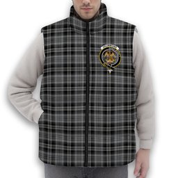 ScotsTee Shop Scottish Drummond Grey Modern Crest Tartan Puffer Vest Winter White Duck Down Vest Sleeveless