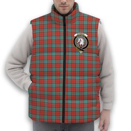 ScotsTee Shop Scottish Dunbar Ancient Crest Tartan Puffer Vest Winter White Duck Down Vest Sleeveless