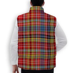 ScotsTee Shop Scottish Drummond of Strathallan Modern Crest Tartan Puffer Vest Winter White Duck Down Vest Sleeveless