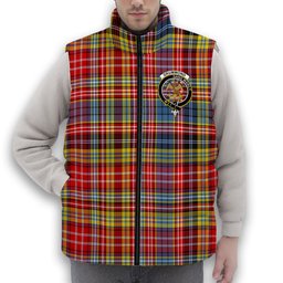 ScotsTee Shop Scottish Drummond of Strathallan Modern Crest Tartan Puffer Vest Winter White Duck Down Vest Sleeveless