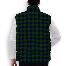 ScotsTee Shop Scottish Dundas Modern Crest Tartan Puffer Vest Winter White Duck Down Vest Sleeveless