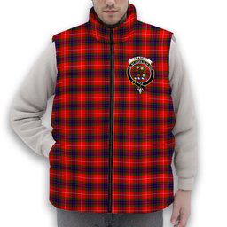 ScotsTee Shop Scottish Fraser Modern SC Crest Tartan Puffer Vest Winter White Duck Down Vest Sleeveless