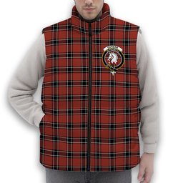 ScotsTee Shop Scottish Dunbar District Modern Crest Tartan Puffer Vest Winter White Duck Down Vest Sleeveless