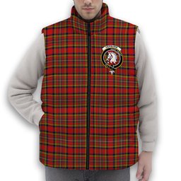 ScotsTee Shop Scottish Hepburn Modern Crest Tartan Puffer Vest Winter White Duck Down Vest Sleeveless