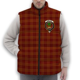 ScotsTee Shop Scottish Hamilton Red Crest Tartan Puffer Vest Winter White Duck Down Vest Sleeveless