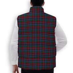 ScotsTee Shop Scottish Gordon Red Crest Tartan Puffer Vest Winter White Duck Down Vest Sleeveless