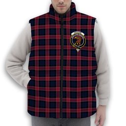 ScotsTee Shop Scottish Graham of Menteith Red Modern Crest Tartan Puffer Vest Winter White Duck Down Vest Sleeveless