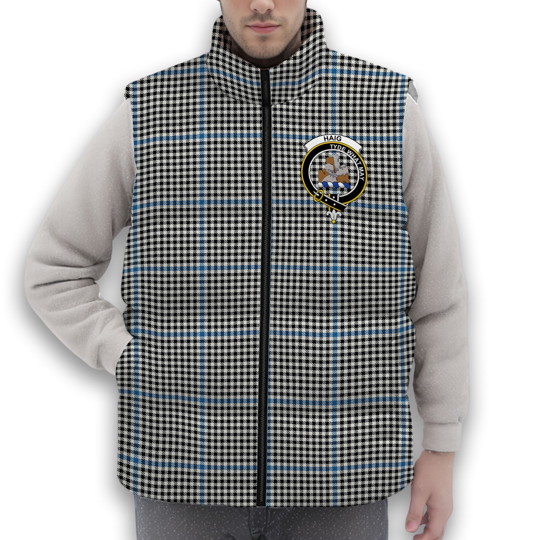 ScotsTee Shop Scottish Haig Ancient Crest Tartan Puffer Vest Winter White Duck Down Vest Sleeveless