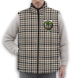 ScotsTee Shop Scottish Hog Ancient Crest Tartan Puffer Vest Winter White Duck Down Vest Sleeveless