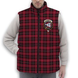 ScotsTee Shop Scottish Galbraith Maroon Modern Crest Tartan Puffer Vest Winter White Duck Down Vest Sleeveless