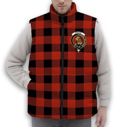 ScotsTee Shop Scottish Gregor Red & Black Ancient Crest Tartan Puffer Vest Winter White Duck Down Vest Sleeveless