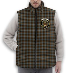 ScotsTee Shop Scottish Gordon Weathered Crest Tartan Puffer Vest Winter White Duck Down Vest Sleeveless