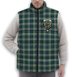 ScotsTee Shop Scottish Fraser Arisaid Crest Tartan Puffer Vest Winter White Duck Down Vest Sleeveless