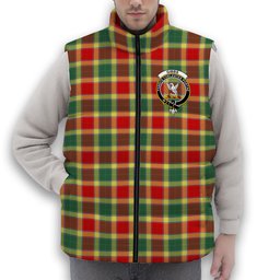 ScotsTee Shop Scottish Gibbs Modern Crest Tartan Puffer Vest Winter White Duck Down Vest Sleeveless