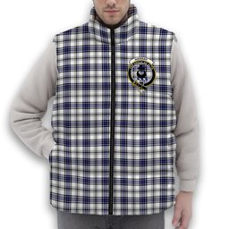 ScotsTee Shop Scottish Hannay Modern Crest Tartan Puffer Vest Winter White Duck Down Vest Sleeveless