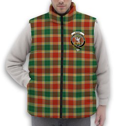 ScotsTee Shop Scottish Gibbs Ancient Crest Tartan Puffer Vest Winter White Duck Down Vest Sleeveless