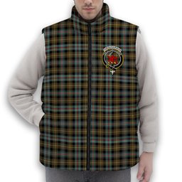 ScotsTee Shop Scottish Farquharson Weathered Crest Tartan Puffer Vest Winter White Duck Down Vest Sleeveless