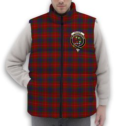 ScotsTee Shop Scottish Fraser 1842 Crest Tartan Puffer Vest Winter White Duck Down Vest Sleeveless