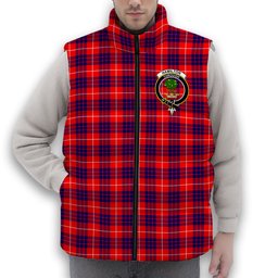 ScotsTee Shop Scottish Hamilton Modern Crest Tartan Puffer Vest Winter White Duck Down Vest Sleeveless