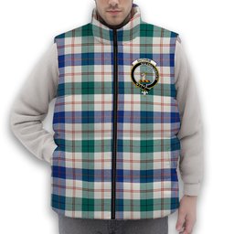 ScotsTee Shop Scottish Guthrie Dress Modern Crest Tartan Puffer Vest Winter White Duck Down Vest Sleeveless