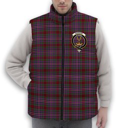 ScotsTee Shop Scottish Gordon Red 1819 Crest Tartan Puffer Vest Winter White Duck Down Vest Sleeveless