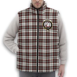 ScotsTee Shop Scottish Dunbar Plaid Ancient Crest Tartan Puffer Vest Winter White Duck Down Vest Sleeveless
