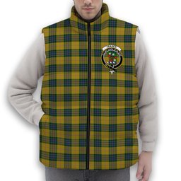 ScotsTee Shop Scottish Fraser Yellow Crest Tartan Puffer Vest Winter White Duck Down Vest Sleeveless