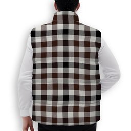 ScotsTee Shop Scottish Hog Modern Crest Tartan Puffer Vest Winter White Duck Down Vest Sleeveless