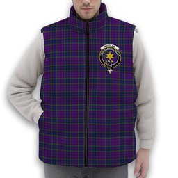 ScotsTee Shop Scottish Wardlaw Modern Crest Tartan Puffer Vest Winter White Duck Down Vest Sleeveless