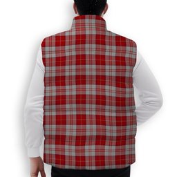 ScotsTee Shop Scottish Menzies 3 Crest Tartan Puffer Vest Winter White Duck Down Vest Sleeveless