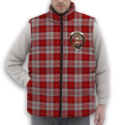 ScotsTee Shop Scottish Menzies 3 Crest Tartan Puffer Vest Winter White Duck Down Vest Sleeveless