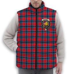 ScotsTee Shop Scottish McTavish Modern Crest Tartan Puffer Vest Winter White Duck Down Vest Sleeveless